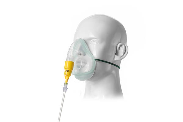 Intersurgical EcoLite™, adult, oxygen mask, with 35% venturi valve, yellow and tube, 1.8m