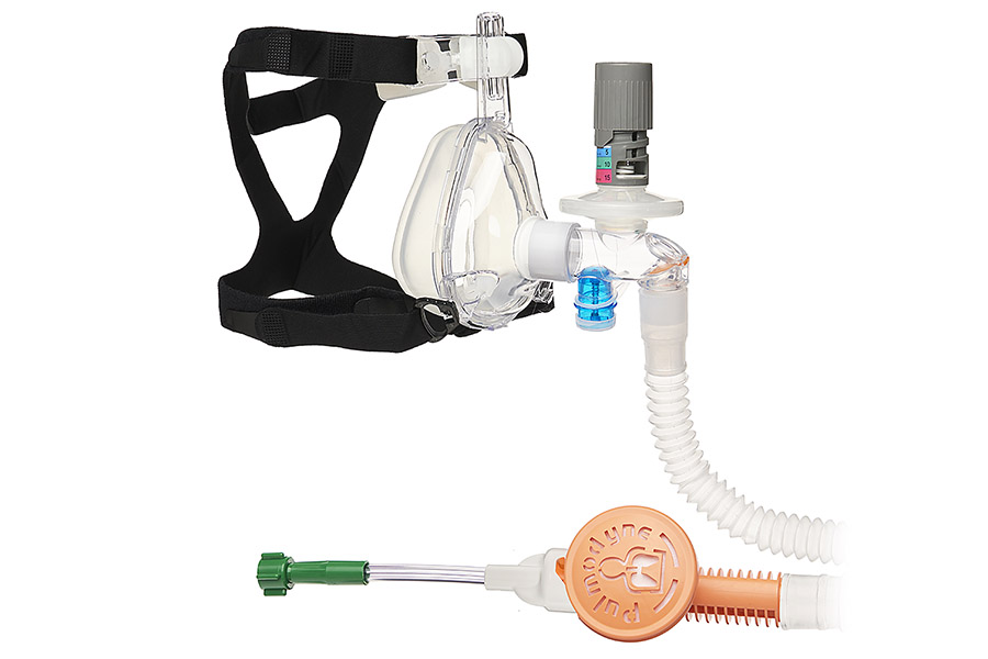 O2-MAX™ Fixed System with expandable tube, 5-SET™ adjustable PEEP valve and BiTrac ED Mask, medium adult