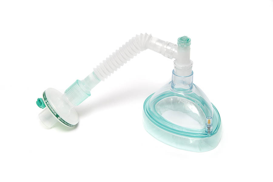 Scented, vanilla, anaesthetic face mask, size 4, medium adult, 22F, filter and catheter mount