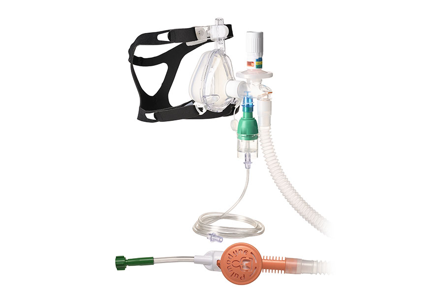 O2-MAX™ Fixed System with expandable tube, 3-SET™ adjustable PEEP valve, nebuliser and BiTrac ED Mask, medium adult