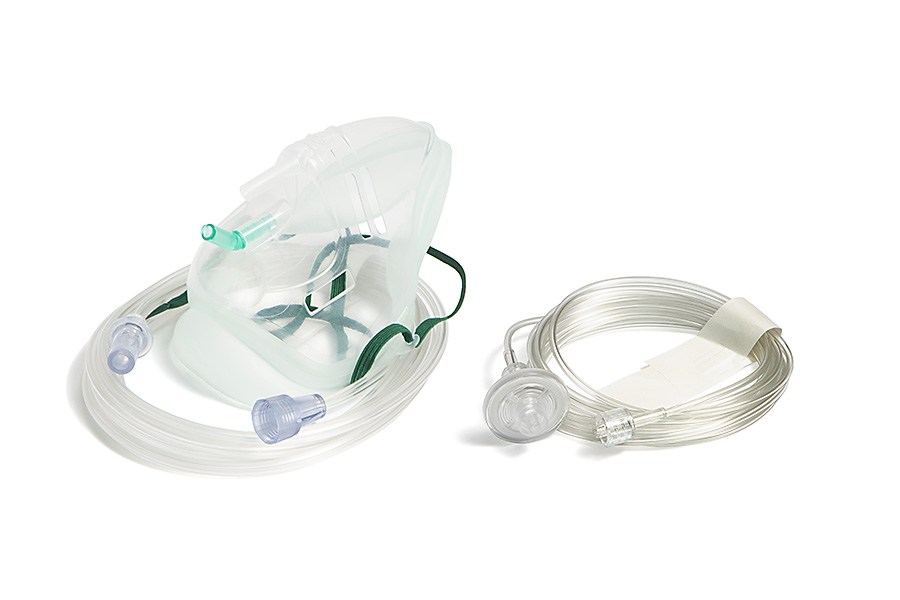 Sentri™ Intersurgical EcoLite™, adult, mask with CO2 monitoring line, filter and tube with universal connector, 2.1m